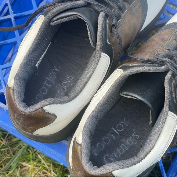 FootJoy GreenJoys Men’s 8.5 W White Brown Leather Soft Spike Golf Cleats 45516 - Picture 9 of 16